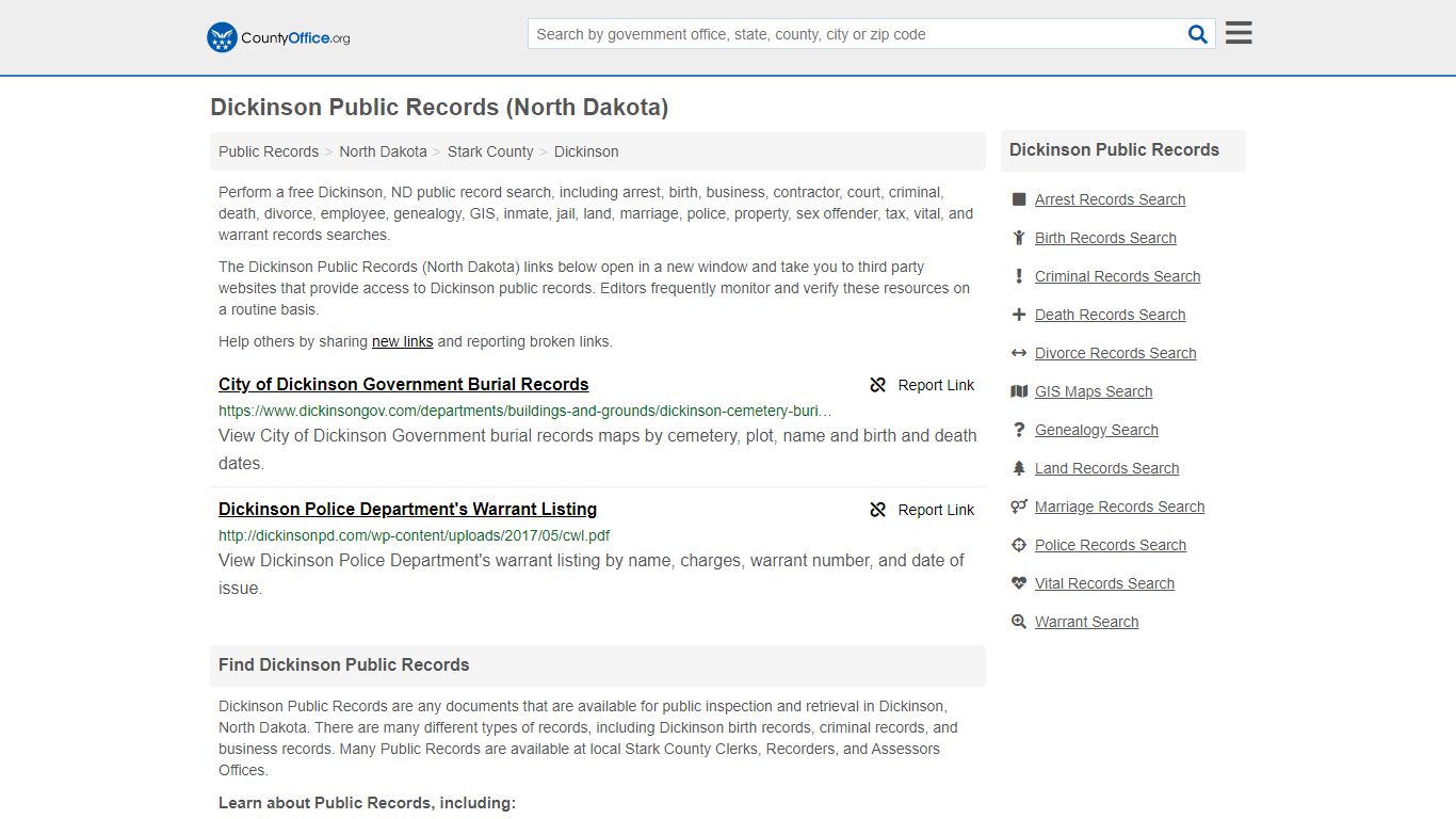 Public Records - Dickinson, ND (Business, Criminal, GIS, Property ...